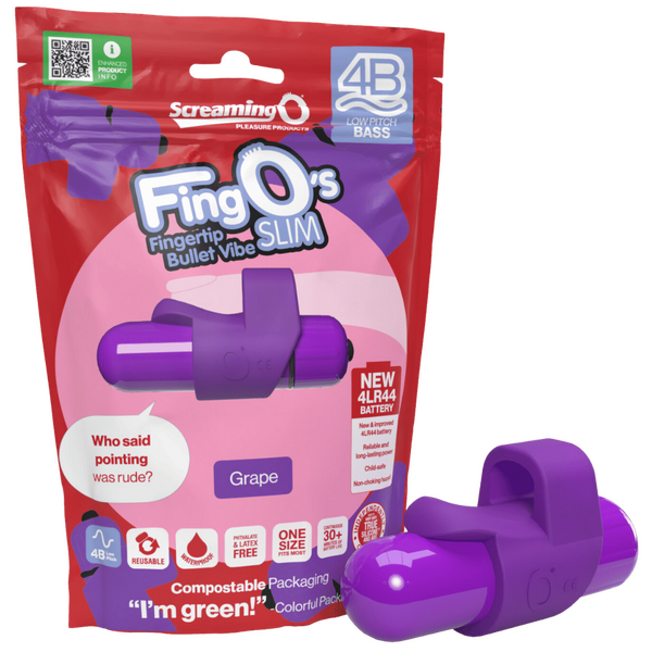 ScreamingO 4B Low Pitch Bass FingO Slim Bullet Fingertip Vibe - Grape