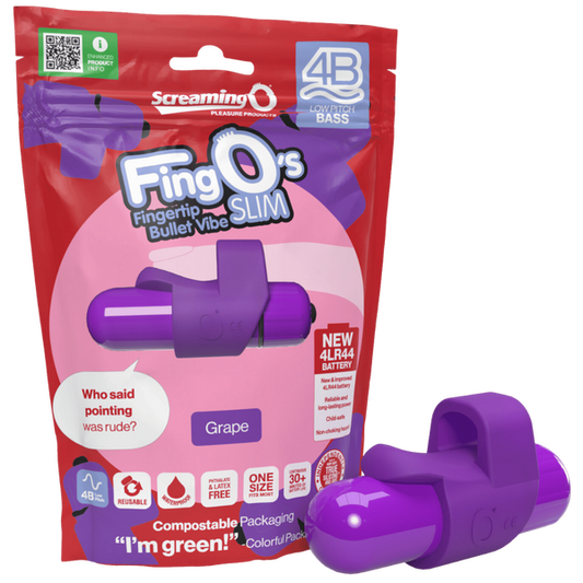 ScreamingO 4B Low Pitch Bass FingO Slim Bullet Fingertip Vibe - Grape