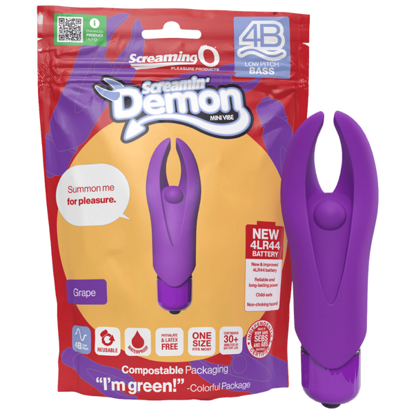 ScreamingO 4B Demon Mini Clitoral Vibe Vibrator - Grape