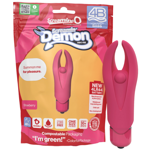 ScreamingO 4B Demon Mini Clitoral Vibe Vibrator - Strawberry