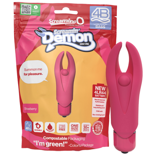 ScreamingO 4B Demon Mini Clitoral Vibe Vibrator - Strawberry