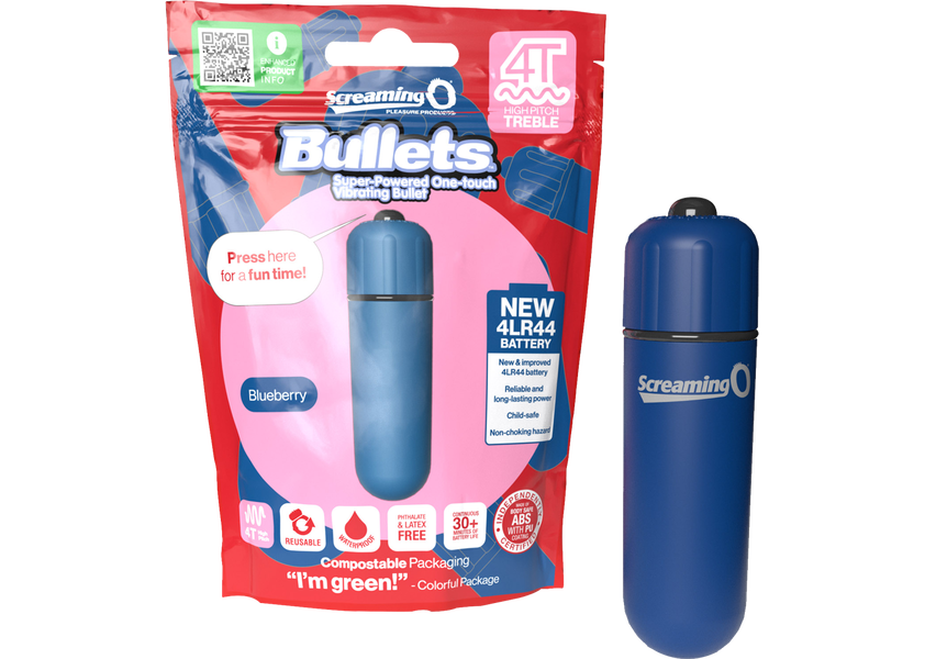 ScreamingO Bullets 4T High Pitch Treble Bullet Vibrator Blueberry