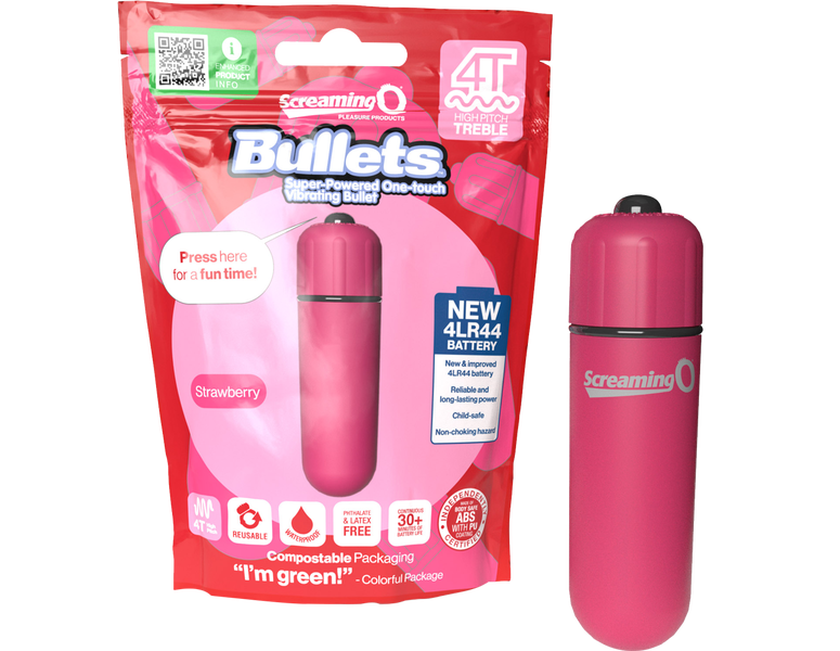 ScreamingO Bullets 4T High Pitch Treble Bullet Vibrator Strawberry