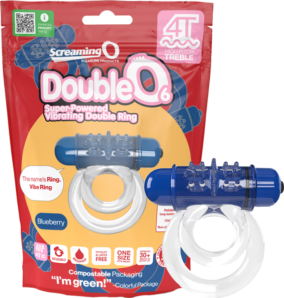 ScreamingO Double O 6 4T High Pitch Treble Bullet Vibrating Cock Ring Blueberry