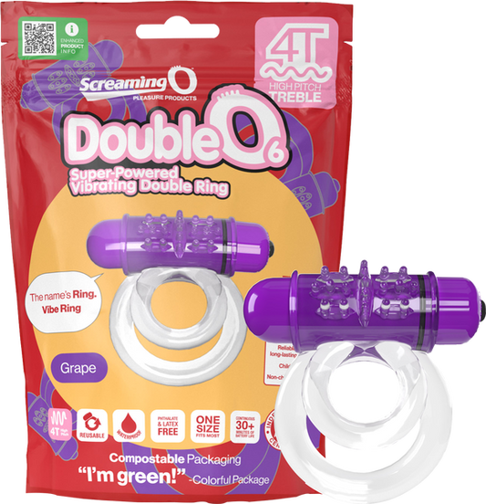 ScreamingO Double O 6 4T High Pitch Treble Bullet Vibrating Cock Ring Grape