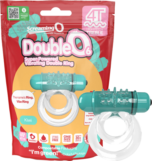 ScreamingO Double O 6 4T High Pitch Treble Bullet Vibrating Cock Ring Kiwi