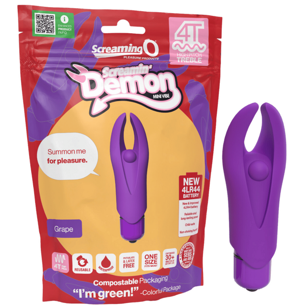 ScreamingO 4T Demon Mini Clitoral Vibe Vibrator - Grape