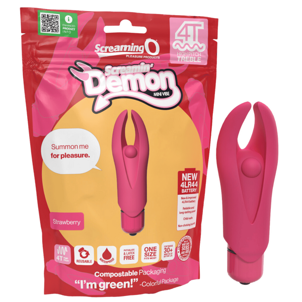 ScreamingO 4T Demon Mini Clitoral Vibe Vibrator - Strawberry