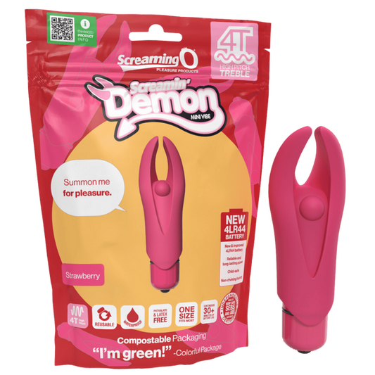 ScreamingO 4T Demon Mini Clitoral Vibe Vibrator - Strawberry