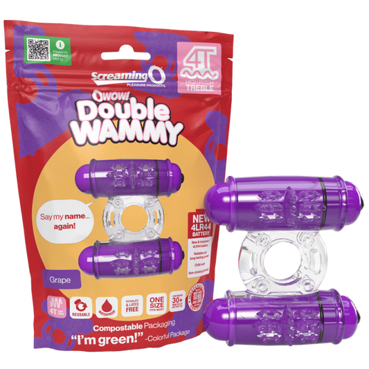 ScreamingO 4T Double Wammy Vibrating Cock Ring - Grape