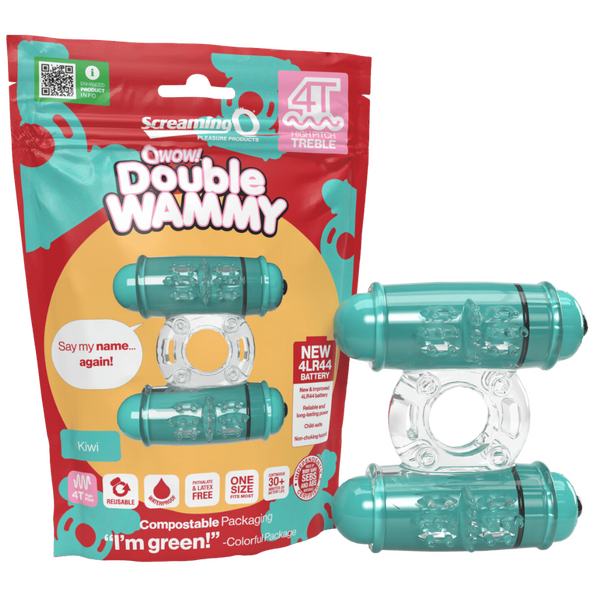 ScreamingO 4T Double Wammy Vibrating Cock Ring - Kiwi