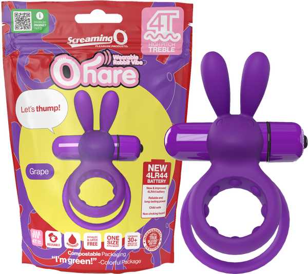 ScreamingO Ohare 4T High Pitch Treble Bullet Vibrating Cock Ring Grape