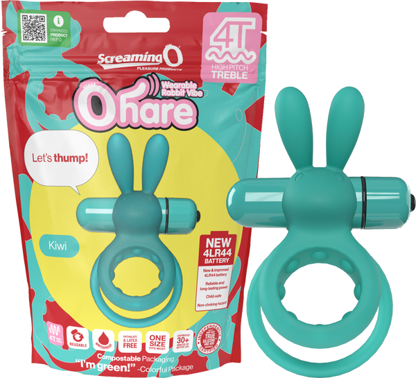 ScreamingO Ohare 4T High Pitch Treble Bullet Vibrating Cock Ring Kiwi