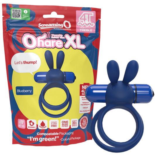 ScreamingO 4T Ohare XL Vibrating Rabbit Ears Cock Ring - Blueberry