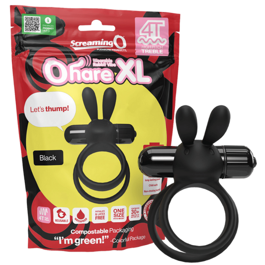 ScreamingO 4T Ohare XL Vibrating Rabbit Ears Cock Ring - Black