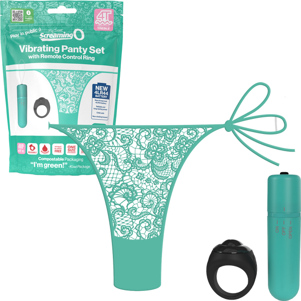 ScreamingO Vibrating Panty Set w Remote Ring 4T High Pitch Treble Kiwi