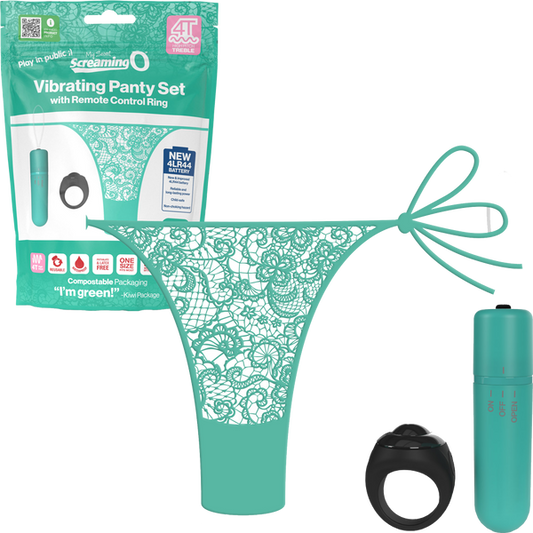 ScreamingO Vibrating Panty Set w Remote Ring 4T High Pitch Treble Kiwi