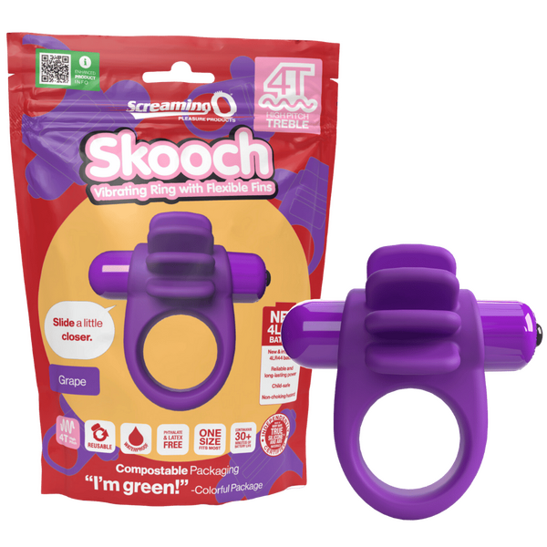 ScreamingO 4T High Pitch Treble Skooch Vibrating Cock Ring with Flexible Fins - Grape