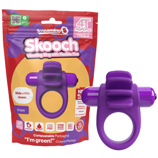 ScreamingO 4T High Pitch Treble Skooch Vibrating Cock Ring with Flexible Fins - Grape