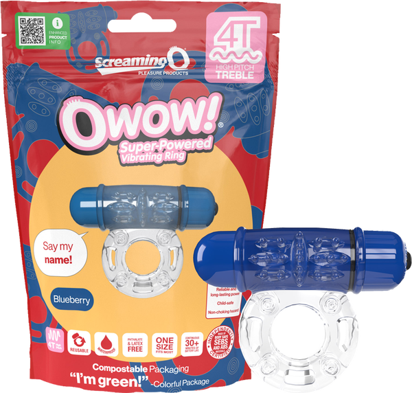 ScreamingO Owow 4T High Pitch Treble Bullet Vibrating Cock Ring Blueberry