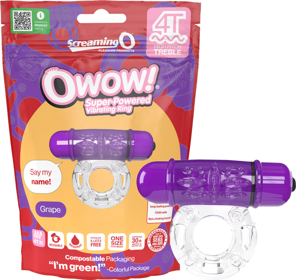 ScreamingO Owow 4T High Pitch Treble Bullet Vibrating Cock Ring Grape