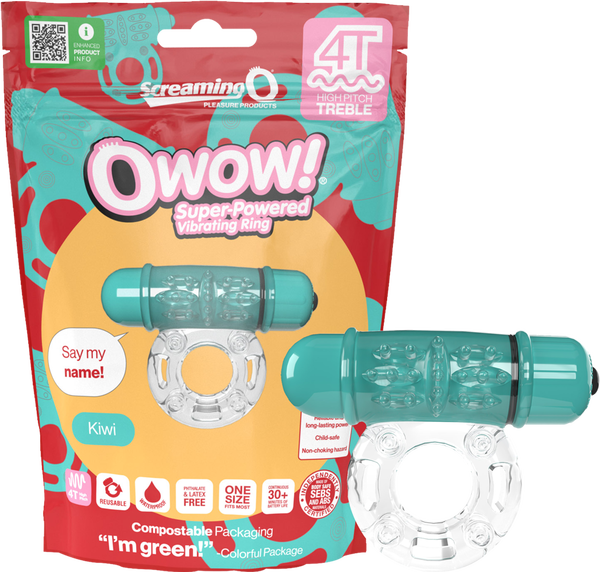 ScreamingO Owow 4T High Pitch Treble Bullet Vibrating Cock Ring Kiwi