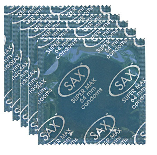 Sax Super Max Smooth Latex Condoms 64mm Bulk 144