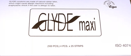 Glyde Maxi Gold 56mm Vegan Friendly Condoms - BULK PACK 100 Pieces