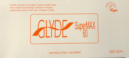 Glyde SuperMax 60mm Vegan Friendly Condoms - BULK PACK 100 Pieces