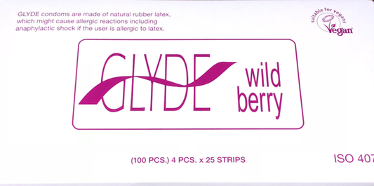 Glyde Wildberry Purple 53mm Vegan Friendly Condoms - BULK PACK 100 Pieces