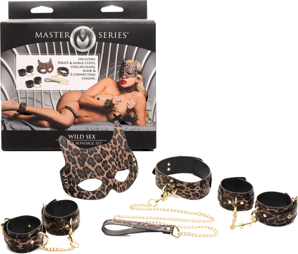 Master Series Wild Sex - Leopard Coloured 7 Piece Bondage Set