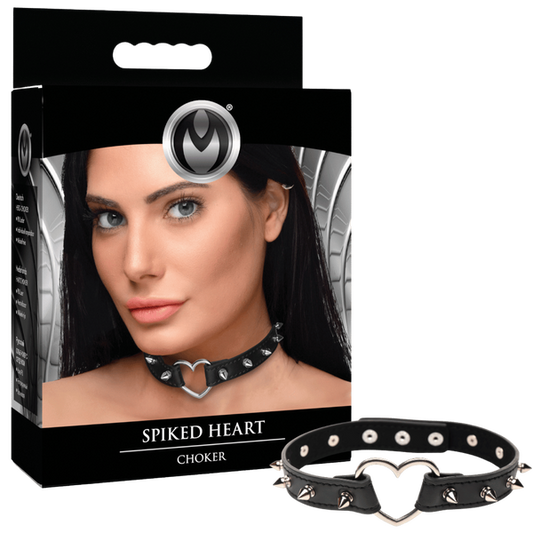 Master Series Spiked Heart Choker Black