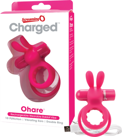 ScreamingO Ohare Charged Wearable Rabbit Ears Vibe Double Ring Pink