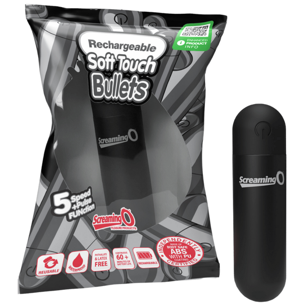 ScreamingO Rechargeable Soft Touch Bullets Vibe Black