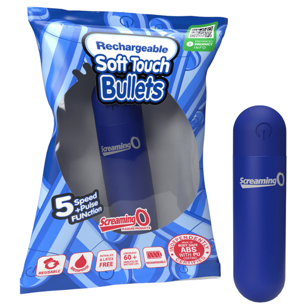 ScreamingO Rechargeable Soft Touch Bullets Vibe Blue