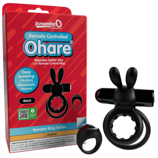 ScreamingO Ohare Wearable Rabbit Vibe with Remote Control Ring Black