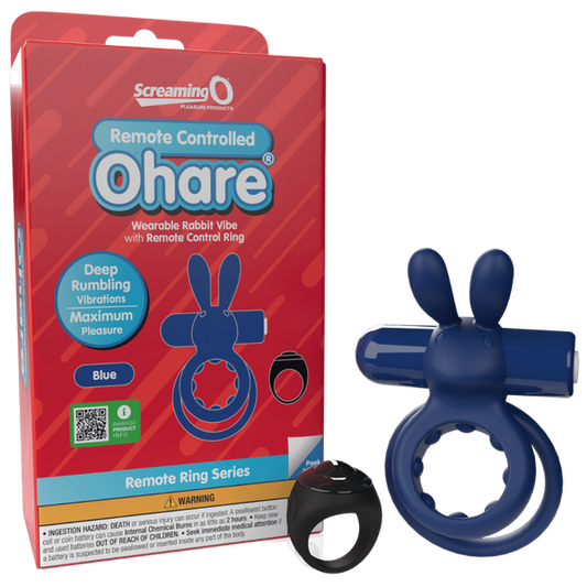 ScreamingO Ohare Wearable Rabbit Vibe with Remote Control Ring Blue