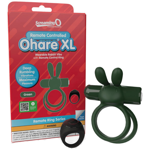 ScreamingO Ohare XL Wearable Rabbit Vibe with Remote Control Ring Green