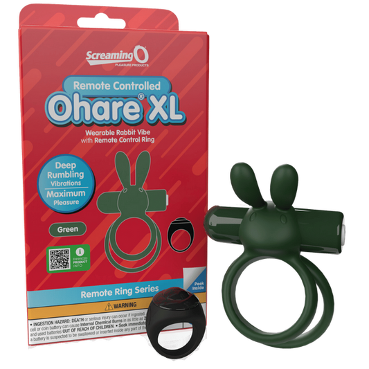 ScreamingO Ohare XL Wearable Rabbit Vibe with Remote Control Ring Green