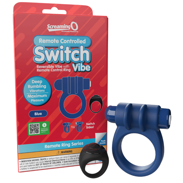 ScreamingO Remote Control Switch Vibe - Vibrating Cock Ring Blue