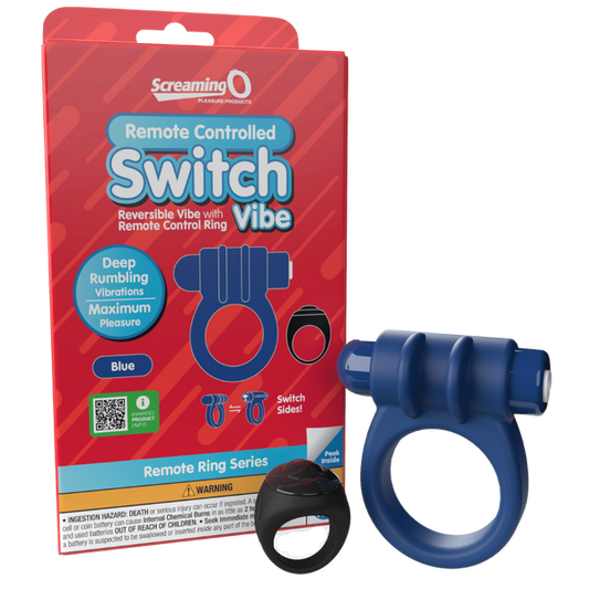 ScreamingO Remote Control Switch Vibe - Vibrating Cock Ring Blue