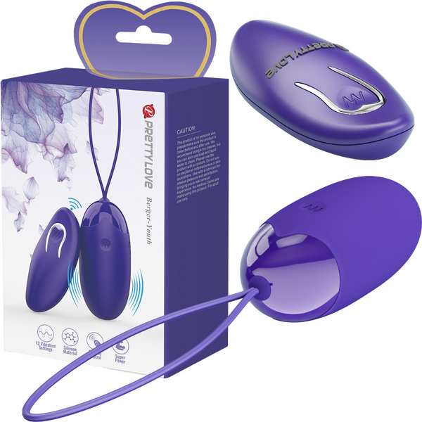 Pretty Love Berger Youth Egg Vibrator with Remote Control Purple