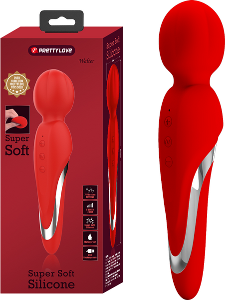 Pretty Love Super Soft Silicone Walter Body Massage Wand Vibrator Red