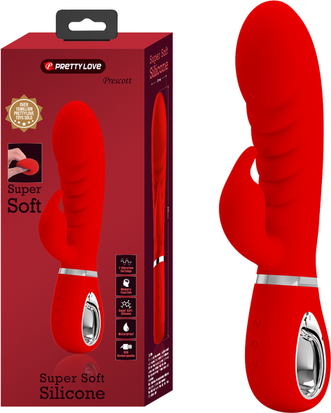 Pretty Love Super Soft Silicone Prescott Rabbit Vibrator Red