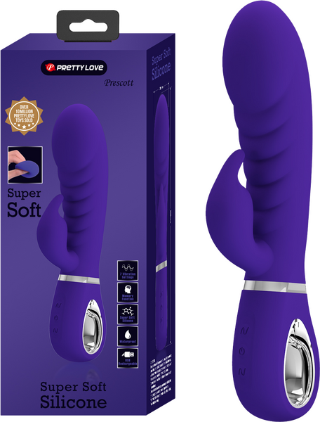 Pretty Love Super Soft Silicone Prescott Rabbit Vibrator Purple