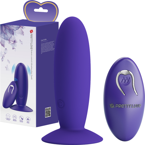 Pretty Love Remote Control Vibrating Silicone Butt Plug Youth w Suction Purple