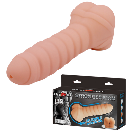 Crazy Bull Stronger Man 8.6" Vibrating Stroker or Penis Extender (Flesh)