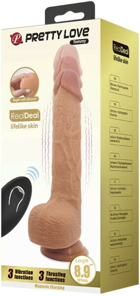 Pretty Love Rechargeable Tommy Vibrating Dong Flesh w Suction