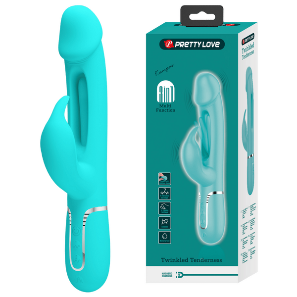 Pretty Love Kampas - 3in1 Multi-function Rabbit Vibrator Seafoam