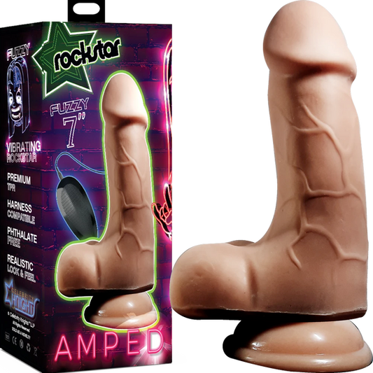 Celebtiry Knights Rockstar Fuzzy 7" Vibrating Dildo Dong Flesh